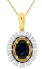 1.07CT DIAMOND & AAA SAPPHIRE 14KT YELLOW GOLD 3D OVAL FLOWER FILIGREE PENDANT