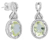 2.04CT DIAMOND & AAA LEMON QUARTZ 14KT WHITE GOLD OVAL & ROUND HANGING EARRINGS