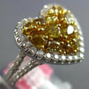 LARGE 2.43CT WHITE & MULTI COLOR DIAMOND 18KT 2 TONE GOLD MULTI SHAPE HEART RING