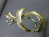 LARGE ANTIQUE OLD MINE DIAMOND EMERALD BOW 18KT W YELLOW GOLD PIN BROOCH #20404