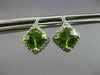 ESTATE 1.85CT DIAMOND & AAA PERIDOT 14KT WHITE GOLD 3D SQUARE HALO STUD EARRINGS
