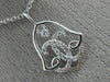 ESTATE .13CT DIAMOND 14K WHITE GOLD 3D CLASSIC OPEN FILIGREE BELL LOVE PENDANT