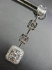 ESTATE 1.85CT DIAMOND 18KT WHITE GOLD JOURNEY HALO SQUARE STUD HANGING EARRINGS