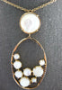 ESTATE LARGE AAA MOTHER OF PEARL 18KT ROSE GOLD 3D CLASSIC OVAL FUN NECKLACE