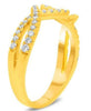 ESTATE .33CT DIAMOND 14KT YELLOW GOLD 3D DIAMOND CUT CRISS CROSS X LOVE RING
