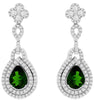 LARGE 5.15CT DIAMOND & AAA RUSSALITE 14KT WHITE GOLD PEAR SHAPE HANGING EARRINGS