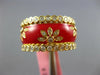 WIDE 1.46CT DIAMOND & RED ENAMEL 18KT YELLOW GOLD MULTI FLOWER ETERNITY FUN RING