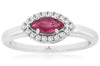 .54CT DIAMOND & AAA RUBY 14K WHITE GOLD 3D MARQUISE & ROUND HALO FRIENDSHIP RING