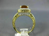 EXTRA LARGE 3.40CT DIAMOND & AAA CITRINE 14KT 2 TONE GOLD CUSHION FILIGREE RING