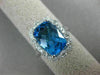 LARGE 4.56CT DIAMOND & AAA BLUE TOPAZ 14K WHITE GOLD HALO FILIGREE MILGRAIN RING