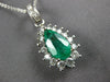 1.96CT DIAMOND & COLOMBIAN EMERALD 14K WHITE GOLD PEAR SHAPE HALO PENDANT #27053