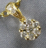 ESTATE SMALL .20CT DIAMOND 18KT YELLOW GOLD 3D CLUSTER FLOWER LOVE PENDANT