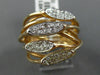ESTATE LARGE .50CT DIAMOND 14K ROSE GOLD 3D MULTI ROW CRISS CROSS PAVE LOVE RING