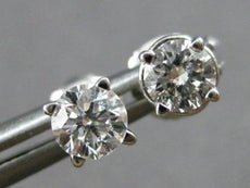ESTATE .50CT DIAMOND 14KT WHITE GOLD 3D ROUND 4 PRONG SCREWBACK STUD EARRINGS
