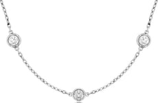 1.95CT DIAMOND 14KT WHITE GOLD 3D CLASSIC ROUND BEZEL BY THE YARD LOVE NECKLACE