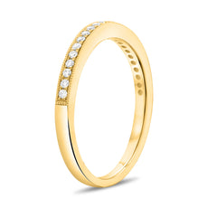 .17CT DIAMOND 14KT YELLOW GOLD 3D ROUND FILIGREE SEMI ETERNITY ANNIVERSARY RING