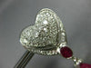 EXTRA LARGE 12.0CT DIAMOND & AAA RUBY 14K WHITE GOLD 3D HEART HANGING EARRINGS
