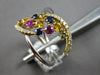 LARGE 1.17CT DIAMOND & AAA MULTI COLOR SAPPHIRE 18KT WHITE & ROSE GOLD LEAF RING
