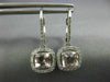 ESTATE 1.83CT AAA MORGANITE 14K WHITE GOLD 3D CUSHION LEVERBACK HANGING EARRINGS