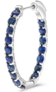2.80CT AAA SAPPHIRE 14KT WHITE GOLD 3D INSIDE OUT LUCIDA HOOP HANGING EARRINGS