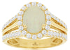1.92CT DIAMOND & AAA OPAL 14KT YELLOW GOLD 3D OVAL & ROUND CLASSIC HALO FUN RING