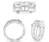 ESTATE WIDE .12CT DIAMOND 14KT WHITE GOLD 3D OVAL LINK SHOOTING STAR ETOILE RING
