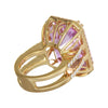 EXTRA LARGE 41.16CT DIAMOND & AAA KUNZITE 18KT YELLOW GOLD HALO ENGAGEMENT RING