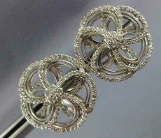 ESTATE LARGE 2.0CT DIAMOND 14KT WHITE GOLD ROUND FLOWER CLIP ON EARRINGS #21749