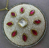 ANTIQUE LARGE 6.0CT DIAMOND AAA RUBY & PEARL ENAMEL 18KT YELLOW GOLD 3D PENDANT