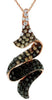 1.03CT MULTI COLOR DIAMOND 14K BLACK & ROSE GOLD CRISS CROSS DOUBLE WAVE PENDANT