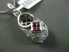 ESTATE .57CT DIAMOND & RUBY 14KT WHITE GOLD FILIGREE MILGRAIN BABY SHOE PENDANT