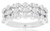 ESTATE 1.0CT DIAMOND 14KT WHITE GOLD 3D 3 ROW MULTI LEAF ETOILE ANNIVERSARY RING