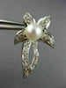 LARGE .50CT DIAMOND & AAA SOUTH SEA PEARL 14K WHITE GOLD 3D FLOWER LEAF EARRINGS