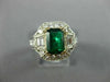 ESTATE 2.15CT DIAMOND & AAA EMERALD 18KT TWO TONE GOLD 3D ENGAGEMENT RING #26696