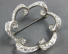 ANTIQUE LARGE 2.10CT DIAMOND PLATINUM 3D CLASSIC OPEN FLOWER PIN PENDANT