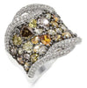 EXTRA LARGE 5.96CT WHITE & MULTI COLOR DIAMOND 18KT WHITE & BLACK GOLD LOVE RING