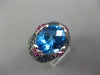 LARGE 13.18CT AAA BLUE TOPAZ SAPPHIRE & RUBY 18KT WHITE GOLD 3D MULTI HEART RING