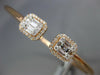 ESTATE WIDE .75CT DIAMOND 18K ROSE GOLD ROUND & BAGUETTE CLUSTER BANGLE BRACELET