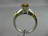 LARGE .83CT WHITE & ORANGE DIAMOND PLATINUM 18KT YELLOW GOLD 3D ENGAGEMENT RING