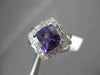 ESTATE LARGE 2.25CTW DIAMOND & AAA EXTRA FACET AMETHYST 14KT WHITE 3D HALO RING