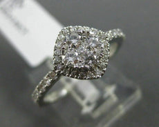 ESTATE .60CT DIAMOND 18KT WHITE GOLD SQUARE CLUSTER HALO FRIENDSHIP PROMISE RING