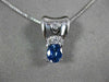 ESTATE .78CT DIAMOND & AAA OVAL SAPPHIRE 14K WHITE GOLD FLOATING PENDANT #11446