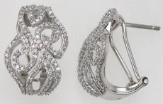 ESTATE LARGE .55CT DIAMOND 14K WHITE GOLD 3D MULTI LEAF CLIP ON HANGING EARRINGS