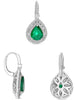 3.22CT DIAMOND & AAA EMERALD 18KT WHITE GOLD 3D PEAR SHAPE & ROUND HALO EARRINGS