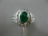 ESTATE 2.19CT DIAMOND & EMERALD 18K WHITE GOLD OVAL FLOWER BEZEL ENGAGEMENT RING