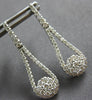 ESTATE .88CT DIAMOND 14KT WHITE GOLD CLASSIC FLOWER TEAR DROP HANGING EARRINGS