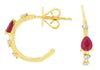 .45CT DIAMOND & AAA RUBY 14K YELLOW GOLD PEAR SHAPE & ROUND BY THE YARD EARRINGS