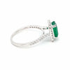 1.70CT DIAMOND & AAA EMERALD 18KT WHITE GOLD EMERALD CUT & ROUND ENGAGEMENT RING