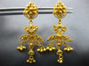 ANTIQUE 22KT YELLOW GOLD HANDCRAFTED FLOWER FILIGREE CHANDELIER HANGING EARRINGS