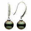 ESTATE .12CT DIAMOND & AAA TAHITIAN PEARL 18KT WHITE GOLD 3D LEVEBACK EARRINGS